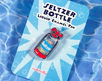 Toontown Seltzer Bottle Liquid Glitter Hard Enamel Pin - 1.25in. - Quicksand Shaker Pin
