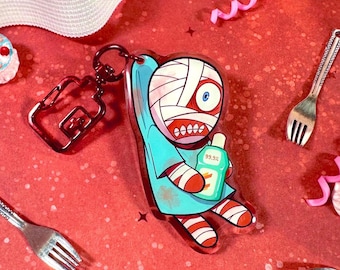 Curly Mouthwashing Keychain - Acrylic Epoxy Charm 2.5