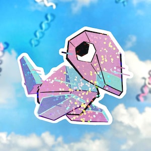 Porygon Sticker - Die Cut Sticker, Holographic Glitter Vinyl Sticker 2.5&quot;