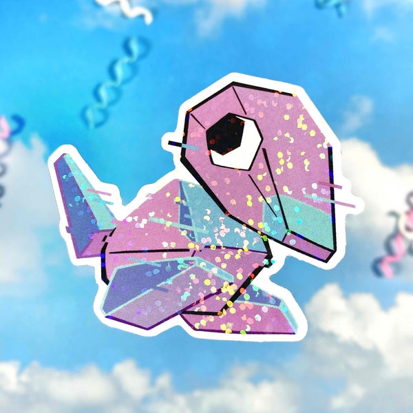Porygon Sticker - Die Cut Sticker, Holographic Glitter Vinyl Sticker 2.5"