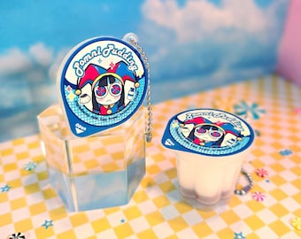 Pomni Pudding Cup The Amazing Digital Circus TADC Fidget Charm - Openable Squishy Jelly Toy Keychain