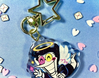 Spamton Deltarune Angel Glitter Keychain - Epoxy Charm 1.5in.