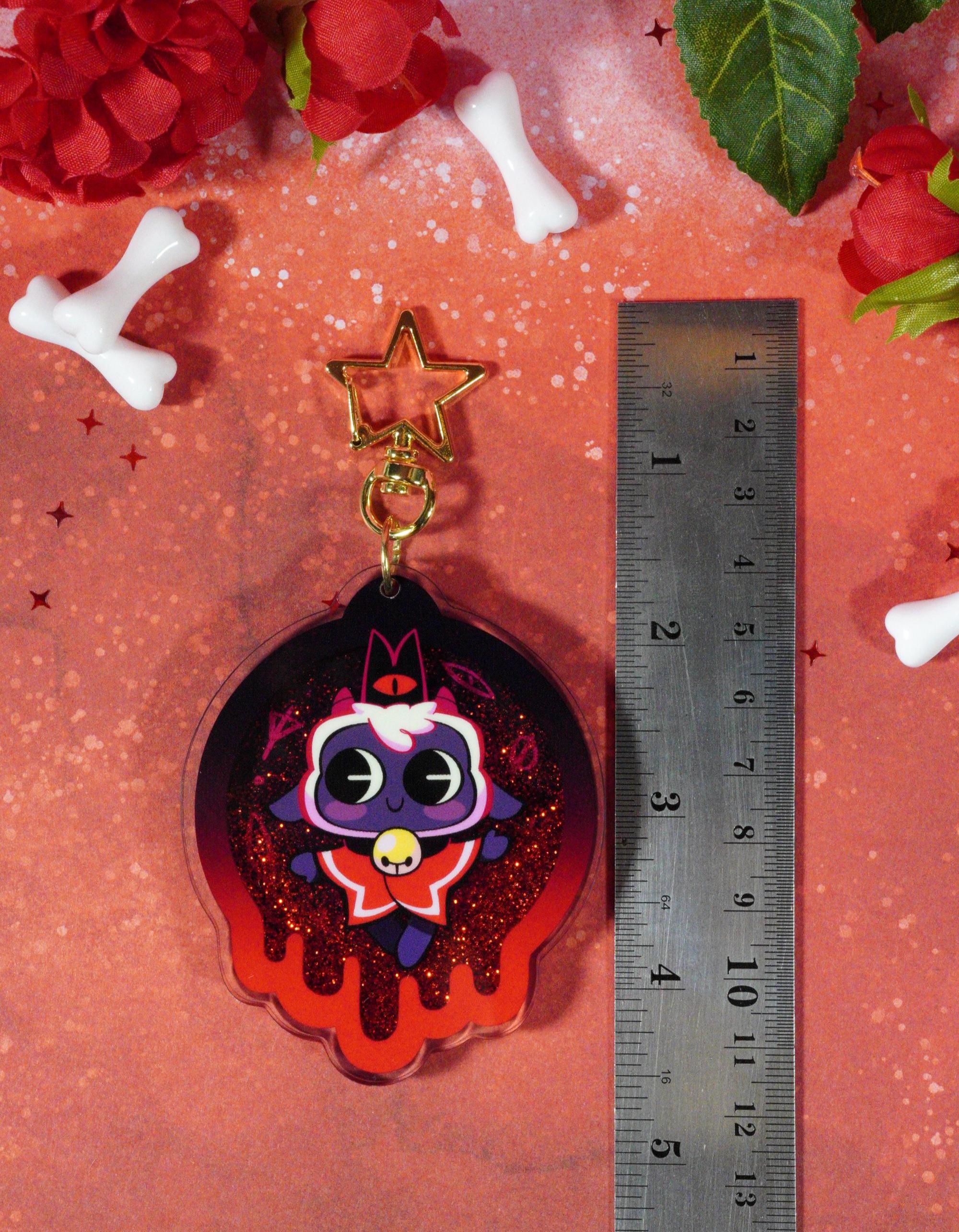 Cult of the Lamb Liquid Quicksand Shaker Keychain - Acrylic Charm