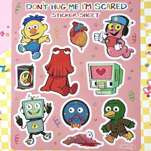 Don’t Hug Me I’m Scared DHMIS Die Cut Vinyl Sticker Sheet - 6.5" x 5.5" - 10 Stickers Total