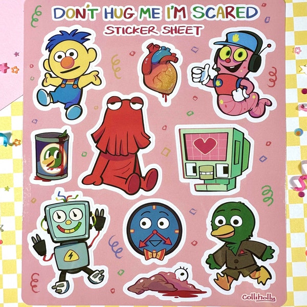 Don’t Hug Me I’m Scared DHMIS Die Cut Vinyl Sticker Sheet - 6.5" x 5.5" - 10 Stickers Total