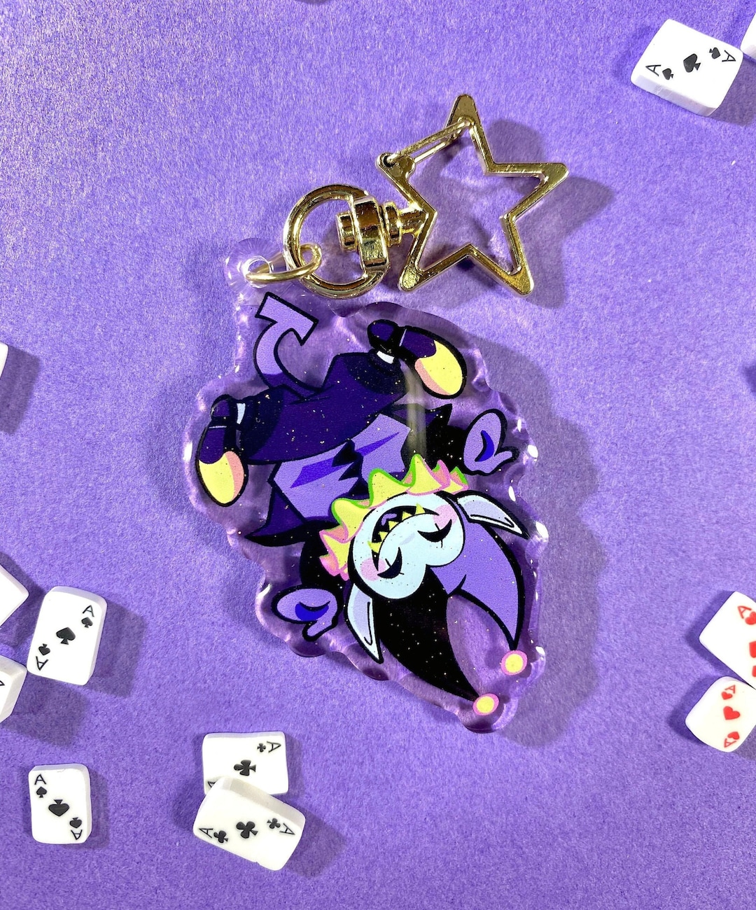 Jevil Deltarune Glitter Keychain - Acrylic Epoxy Charm 2.5in.
