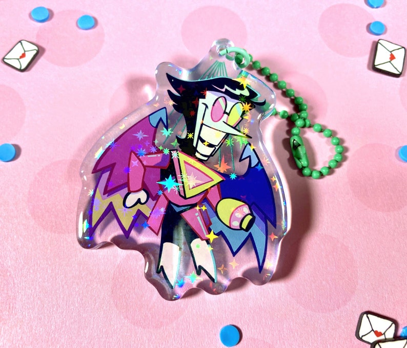 Spamton NEO Deltarune Holographic Keychain - Acrylic and Epoxy Charm 2.5” 