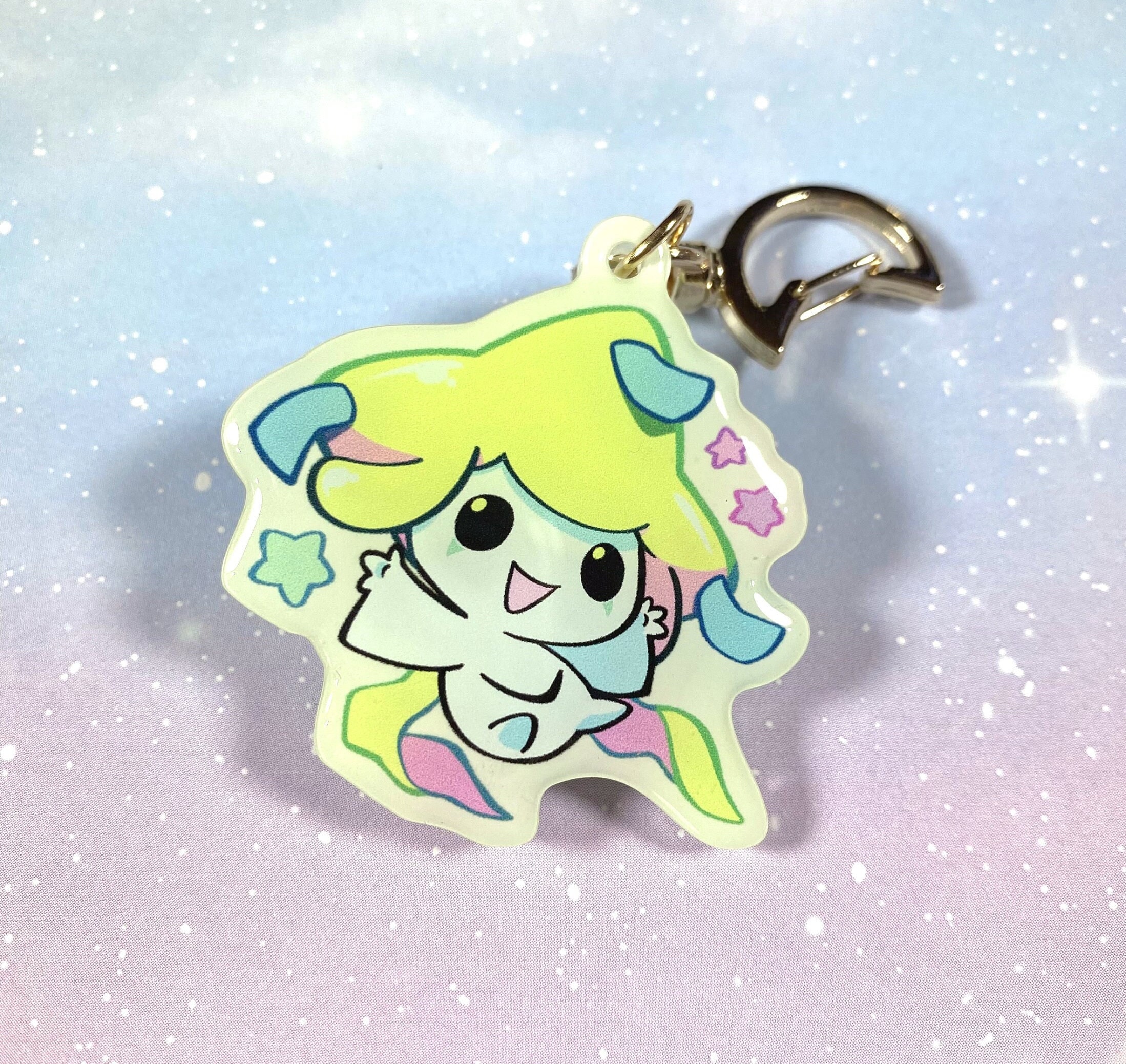 ジラーチ蓄光ポケモンキーホルダー - エポキシ/アクリルチャーム 2