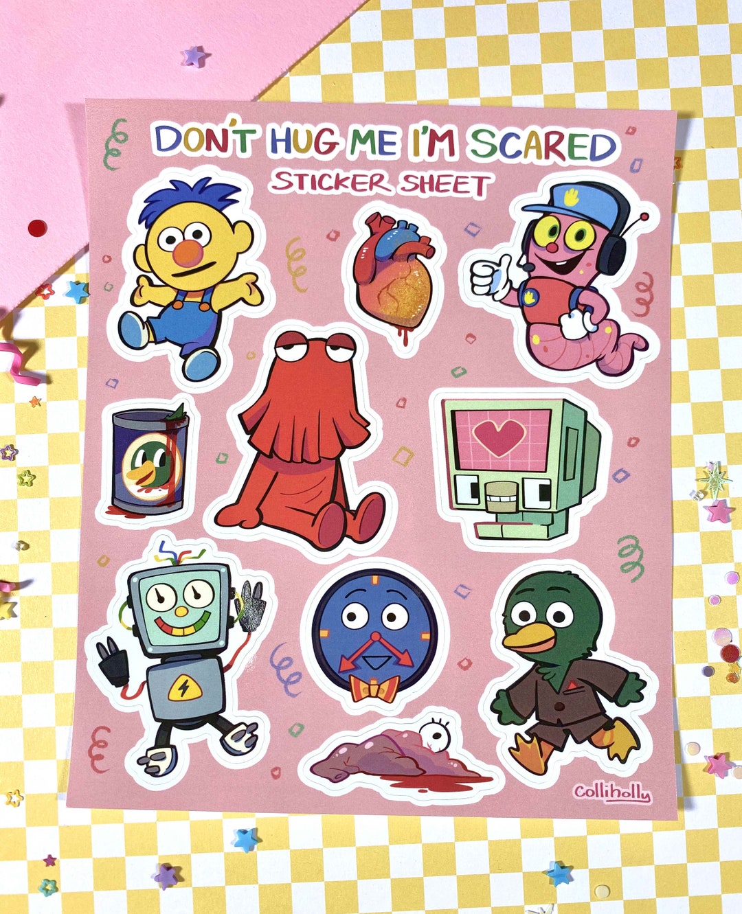 Don’t Hug Me I’m Scared DHMIS Die Cut Sticker Sheet - 6.5" x 5.5" - 10 Stickers Total