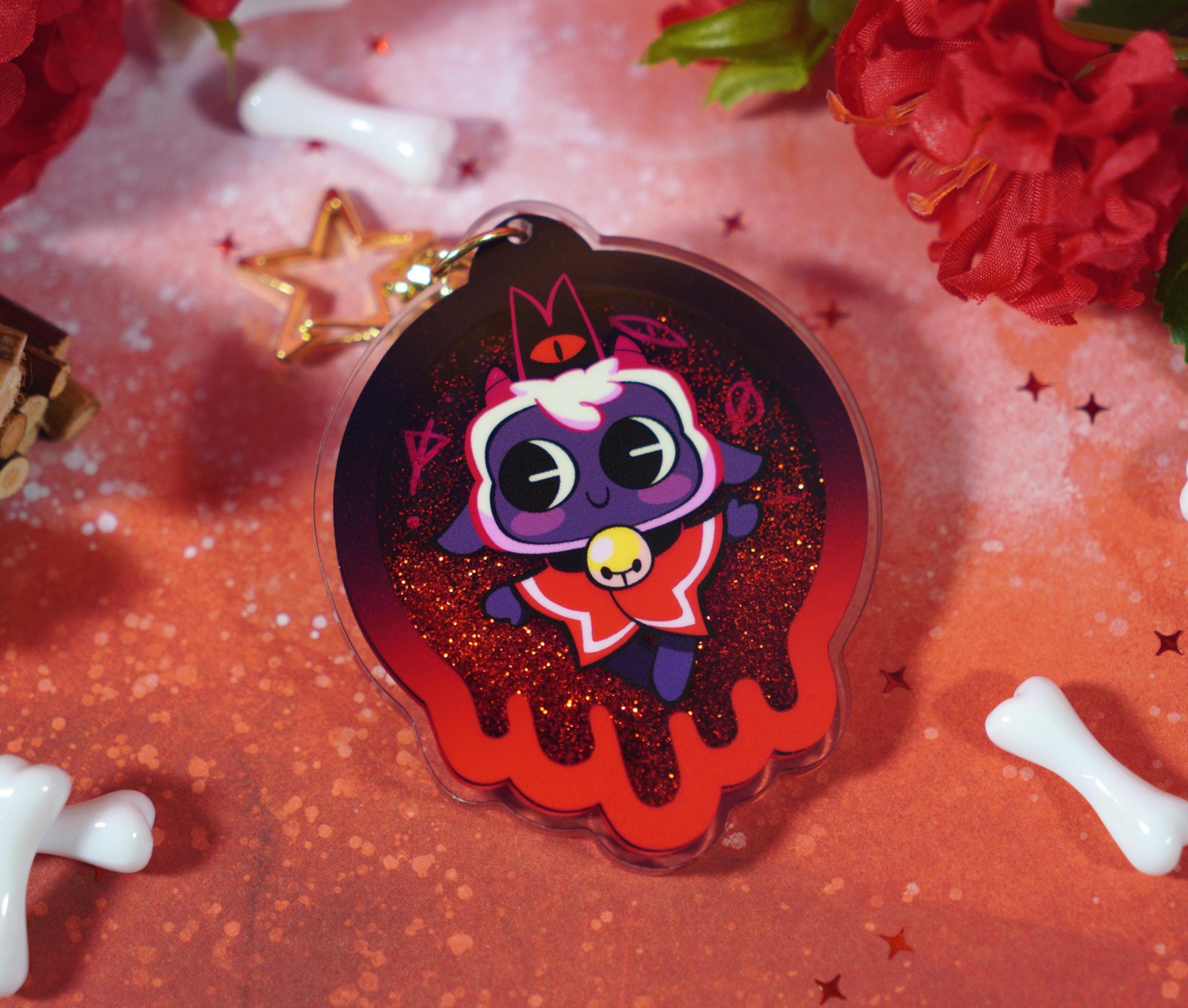 Cult of the Lamb Liquid Quicksand Shaker Keychain - Acrylic Charm
