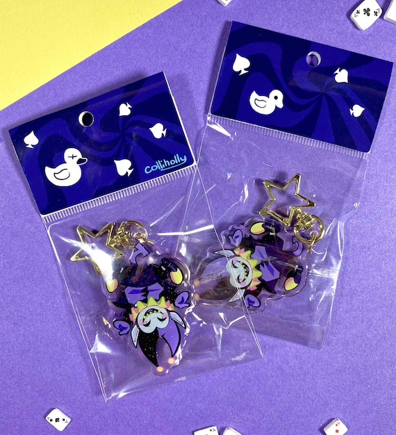Jevil Deltarune Glitter Keychain - Acrylic Epoxy Charm 2.5in. - Etsy