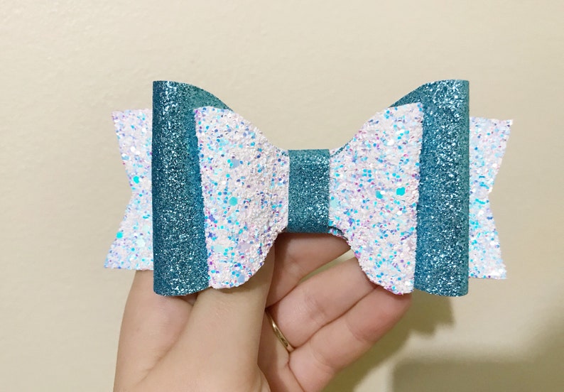Frozen Inspired Theme Bow Toddler Hair Clip Let it Go Character Bow Baby Girl Dress Up Elsa Bow