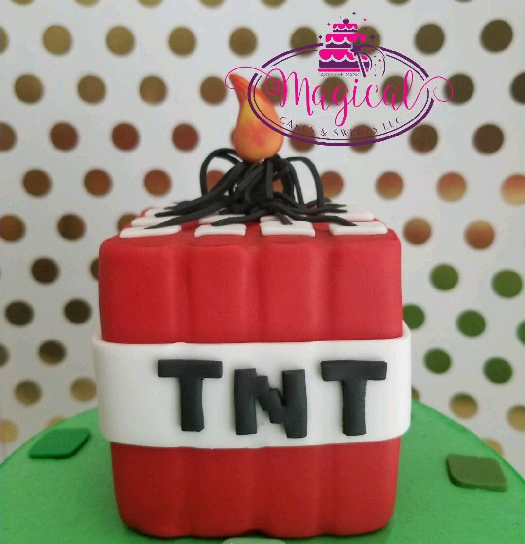 Tnt Creeper Minecraft Edible Cake Toppers Etsy