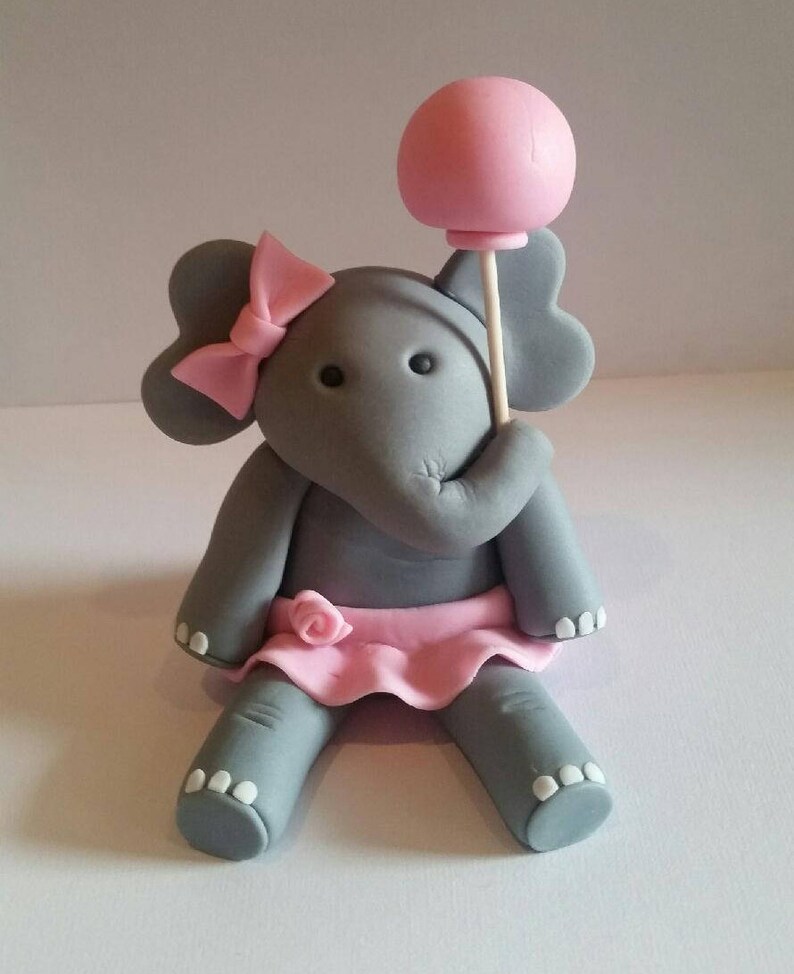 Fondant Elephant Cake Topper Pink Elephant Edible | Etsy
