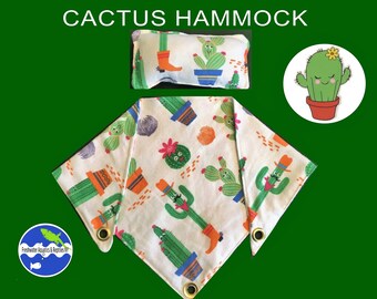 Pet Hammock Bearded Dragon Hammock Flannel Reptile Cactus Print Reptile Hammock  16" x 16" x 23" for gecko or other reptile or pet.