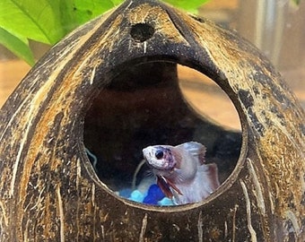 Unique Bargains Ceramic Aquarium Hideaway Rock Cave Fish Tank Decoration Red Brown 2.83x2.24x2