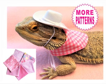 Reptile Costume Gingham , floral Cowgirl / Boy Costume Outfit for Bearded Dragon , Pet , reptile , lizard
