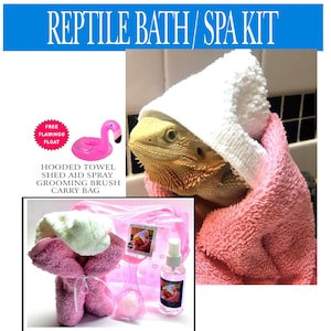 Bath Spa Kit  Hooded Bath Towel & Shed Aid Spa Kit Bearded Dragon Reptile Lizard Bath