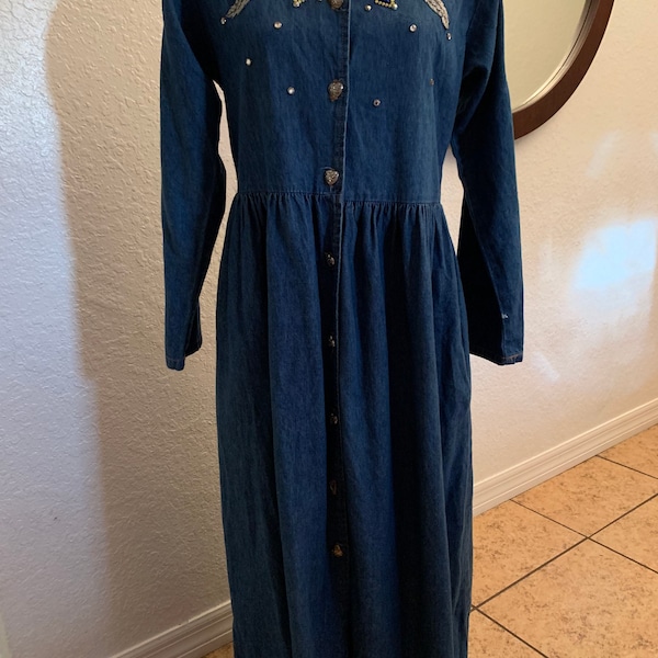 Vintage denim bedazzled dress