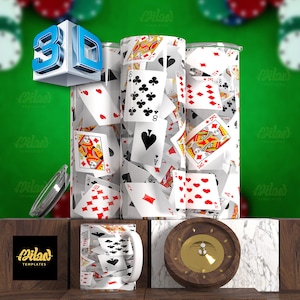 Playing cards Sublimation designs - Templates - PNG 20 Oz Tumbler  tapered straight template skinny, Digital download