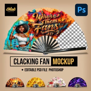 Clacking Fan Mockup – Editable PSD Template for Sublimation & Fan Designs – High-Resolution Digital Download