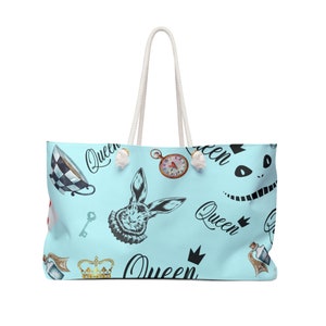 Alice In Wonderland Weekender Bag Themed Bags  Alice in wonderland Themed Tote Gifts for her Tote Gift Bag Story Theme Tote