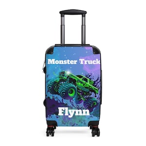 Monster Truck-koffer/leuke koffers/gepersonaliseerde koffers/voertuigthema-koffers/koffers voor heren/koffers voor jongens