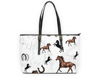 Horse (White)Leather Shoulder Bag/ Horse Theme Purse/ Horse Theme Art/ Graduation Gifts/ Gifts for her