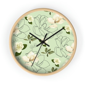 Magnolia Wall Clock/Magnolia Themed Clock