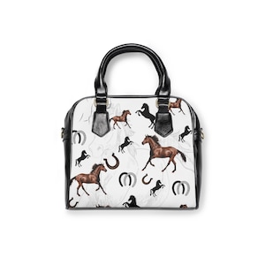Horse ( White) Shoulder Handbag Horse Theme Purse Horse Leather Purse Gifts for her  Graduation gift Cowgirl Gift