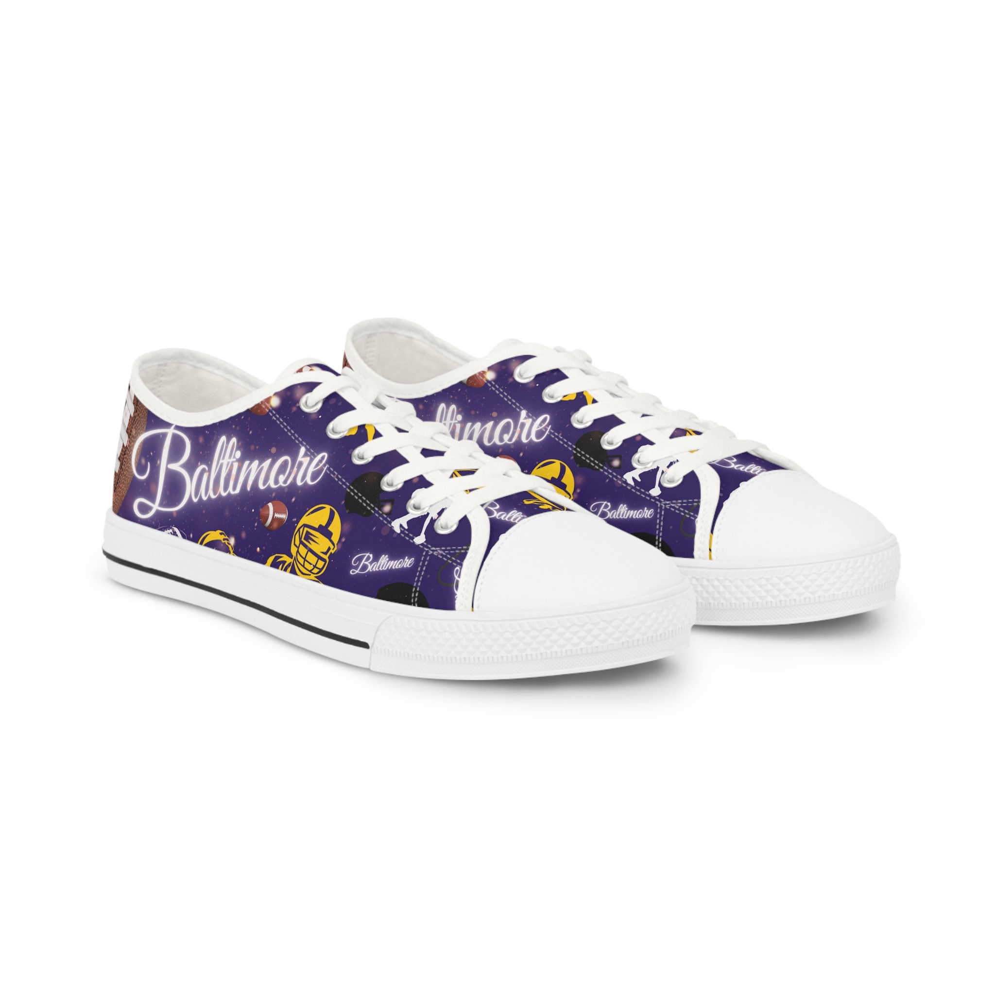 Baltimore Football Team Men's Low Top Sneakers Baltimore Sports Fan Shoes Gift For Men