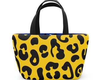 Blaue und gelbe Cheetah Lunch Bag / Zweifarbige Lunchbag
