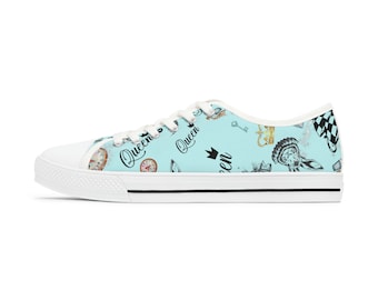 Alice In Wonderland Women's Low Top Sneakers Story Themed Sneakers Fantasy Shoes Fantasy Theme Sneakers Pattern Shoes Alice In Wonderland