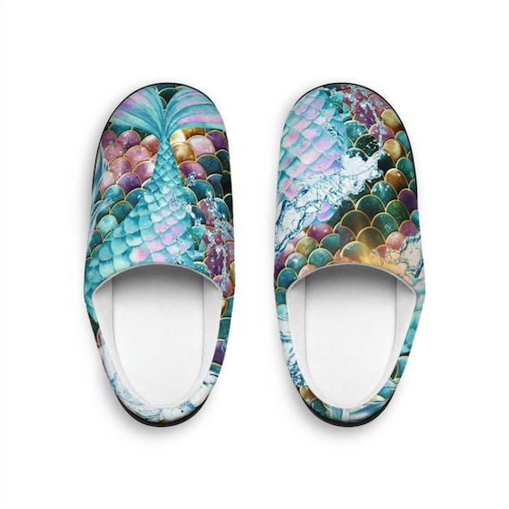Mermaid Women s Indoor Slippers mermaid Theme Mermaid Gifts Etsy