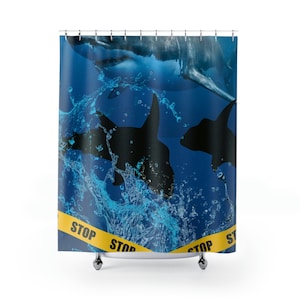 Shark! Shower Curtains/ Under The Sea Shower Curtain/ Fun Shower Curtains/ Shark Week