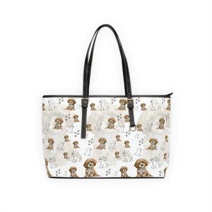 Puppy Love Leather Shoulder Bag/ Puppy  Theme Purse/ Puppy Theme Art/ Graduation Gifts/ Gifts for her