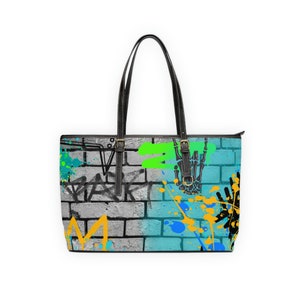 Graffiti Leather Shoulder Bag Graffiti Wall Theme Purse Paint Theme Art/Graduation Gifts  Gifts for her Birthday Gifts