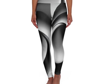 Black and White High Waisted Yoga Leggings (AOP)