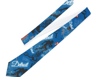 Necktie Detroit Football Team Neck Ties For Football Team Theme Neck Ties For Men Sports Style Neck Ties Gift For Him Gift For Football Fans