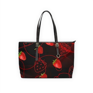Strawberry Leather Shoulder Bag/ Strawberry Themed Purse/ Fruit Purse/ Strawberries Bag/ Gifts for her