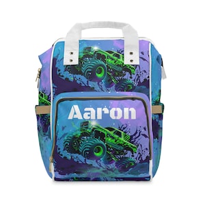 Monster Truck Multifunctional Diaper Backpack/Personalized Diaper Backpack/ Personalized Diaper Bag