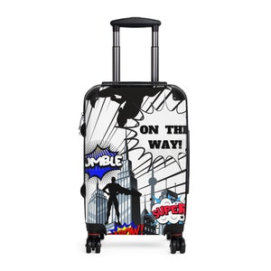 Let's Go (Blue) Suitcase/ Super Hero Themed Luggage/ Super Hero Luggage/ Super Hero Lover's/ Gifts for him/ Graduation Gifts