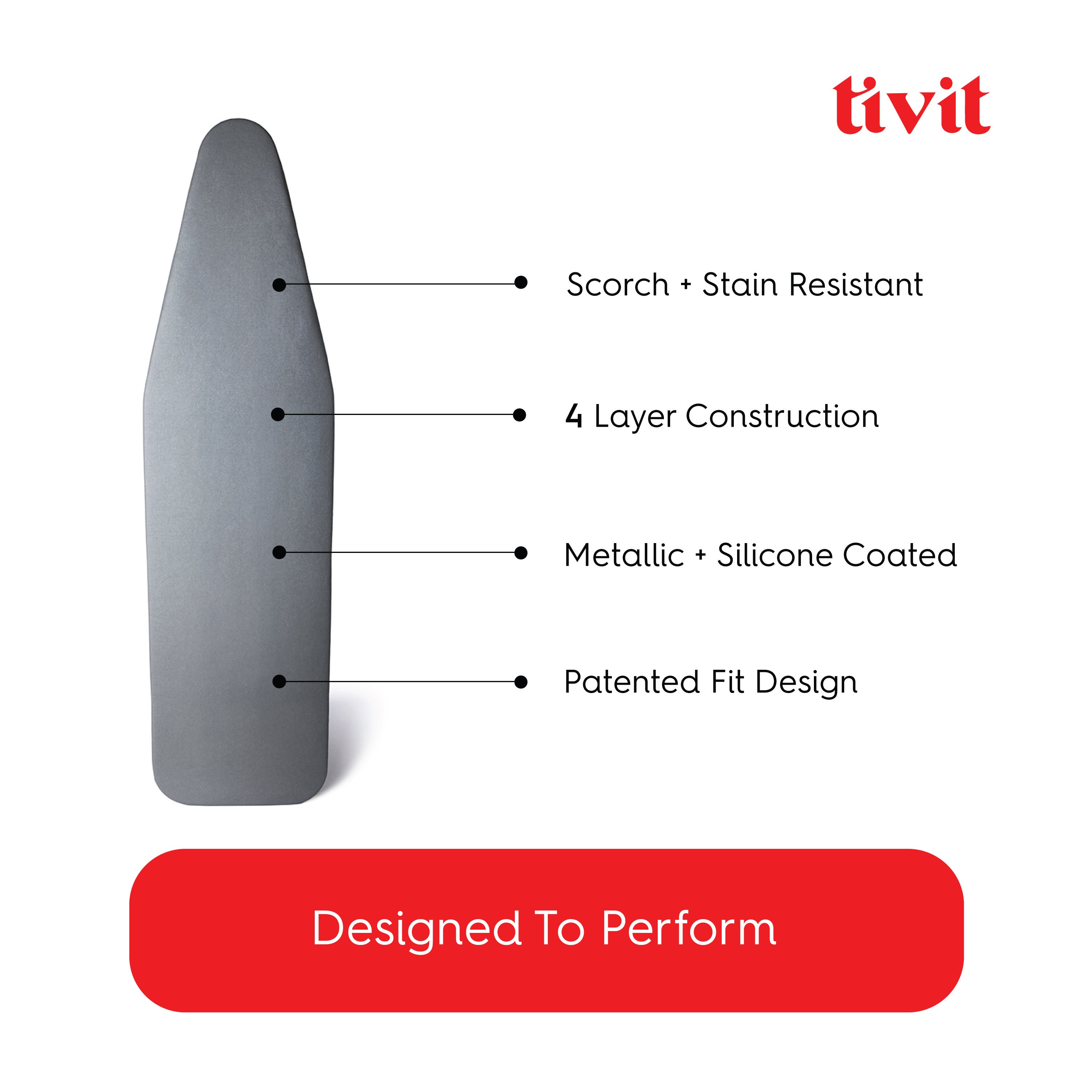 Made for Brabantia Size A Ironing Board Cover, Alumitek Coating, Scorch