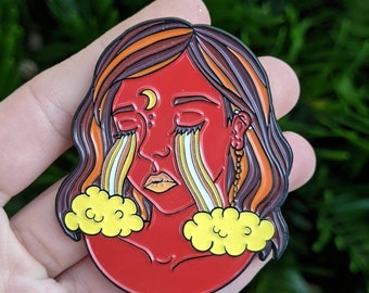 Rainbow Tears- Candy Corn Demon Enamel Pin