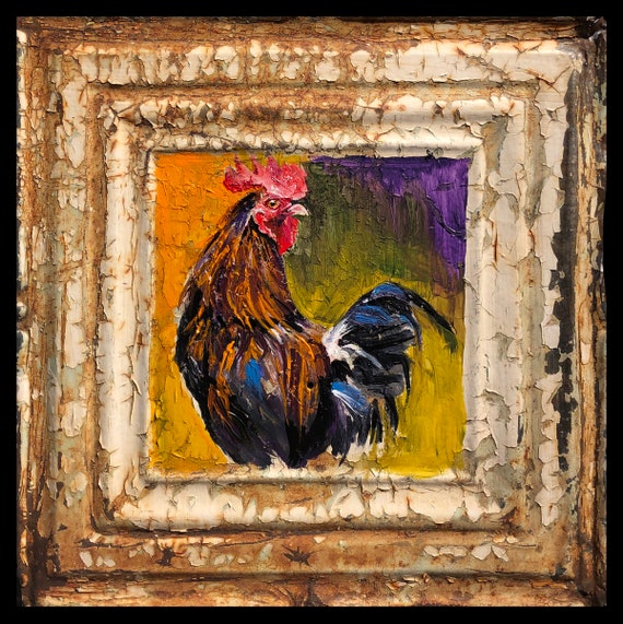 Painting Cockerel Vintage