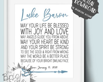 Regalo personalizado del bebé; Dedicación al Bebé; Dedicación Infantil; Habitación para bebés; Guardería; Oración; Arte de pared de los niños imprimible; Descarga digital
