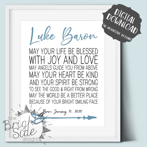 Personalized Baby Gift; Baby Dedication; Child Dedication; Baby Boy Room; Nursery; Prayer; Children’s Wall Art Printable; Digital Download