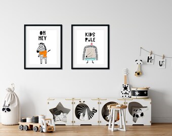 Barnen härskar; Piggsvin; Barnens väggkonst, utskrivbar; digital nedladdning