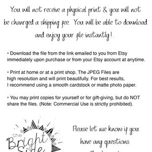 Puede incluir: Un gr&aacute;fico de descarga digital con un dise&ntilde;o de rayos de sol y el texto "the Bright Side designs". Tambi&eacute;n se incluye el texto "Please let me know if you have any questions. Thank you!"