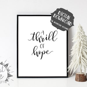A Thrill of Hope, Christmas Printable, Christmas Decor, Holiday Wall Art, Holiday Printable, Christian Wall Art, Digital Download